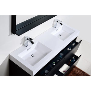 Kubebath FMB60D-BK Bliss 60" Double  Sink Black Free Standing Modern Bathroom Vanity