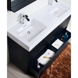 Kubebath FMB60D-BK Bliss 60" Double  Sink Black Free Standing Modern Bathroom Vanity