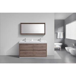 Kubebath FMB60D-BTN Bliss 60" Double  Sink Butternut Free Standing Modern Bathroom Vanity