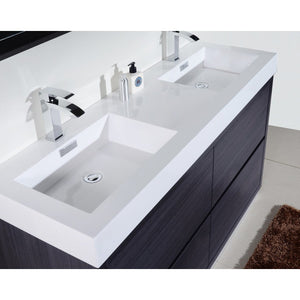 Kubebath FMB60D-GO Bliss 60" Double Sink Gray Oak Free Standing Modern Bathroom Vanity