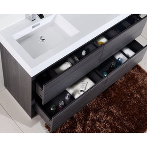 Kubebath FMB60D-GO Bliss 60" Double Sink Gray Oak Free Standing Modern Bathroom Vanity