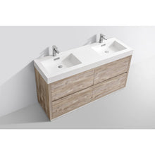 Load image into Gallery viewer, Kubebath FMB60D-NW Bliss 60&quot; Double  Sink Nature Wood Free Standing Modern Bathroom Vanity