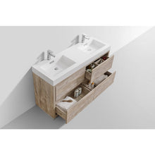 Load image into Gallery viewer, Kubebath FMB60D-NW Bliss 60&quot; Double  Sink Nature Wood Free Standing Modern Bathroom Vanity
