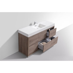 Kubebath FMB60S-BTN Bliss 60" Single Sink Butternut  Free Standing Modern Bathroom Vanity