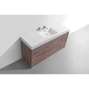 Kubebath FMB60S-BTN Bliss 60" Single Sink Butternut  Free Standing Modern Bathroom Vanity