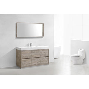 Kubebath FMB60S-NW Bliss 60" Single Sink Nature Wood Free Standing Modern Bathroom Vanity