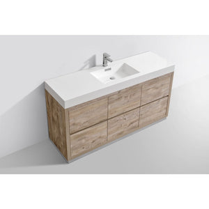 Kubebath FMB60S-NW Bliss 60" Single Sink Nature Wood Free Standing Modern Bathroom Vanity