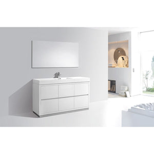 Kubebath FMB60S-GW Bliss 60" Single Sink High Gloss White Free Standing Modern Bathroom Vanity