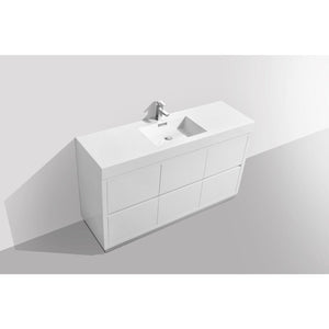 Kubebath FMB60S-GW Bliss 60" Single Sink High Gloss White Free Standing Modern Bathroom Vanity
