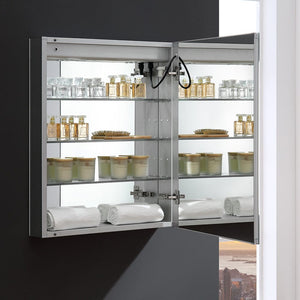 Fresca Tiempo 24" Wide x 30" Tall Bathroom Medicine Cabinet w/ LED Lighting & Defogger FMC012430-R