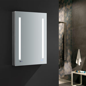 Fresca Tiempo 24" Wide x 36" Tall Bathroom Medicine Cabinet w/ LED Lighting & Defogger FMC012436-L