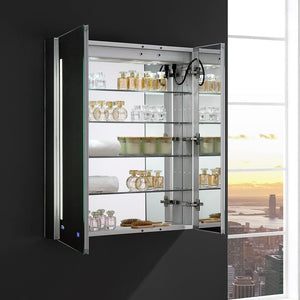 Fresca Tiempo 30" Wide x 36" Tall Bathroom Medicine Cabinet w/ LED Lighting & Defogger FMC013036