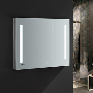 Fresca Tiempo 36" Wide x 30" Tall Bathroom Medicine Cabinet w/ LED Lighting & Defogger FMC013630