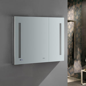 Fresca Tiempo 36" Wide x 30" Tall Bathroom Medicine Cabinet w/ LED Lighting & Defogger FMC013630