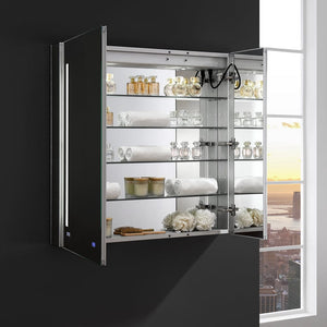 Fresca Tiempo 36" Wide x 36" Tall Bathroom Medicine Cabinet w/ LED Lighting & Defogger FMC013636