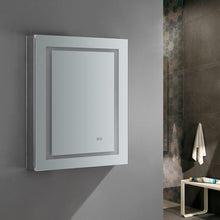 Load image into Gallery viewer, Fresca Spazio 24&quot; Wide x 30&quot; Tall Bathroom Medicine Cabinet w/ LED Lighting &amp; Defogger FMC022430-L