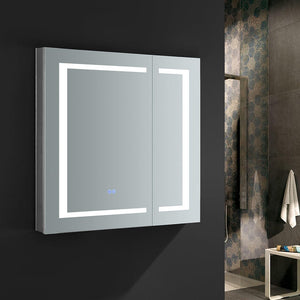Fresca Spazio 30" Wide x 30" Tall Bathroom Medicine Cabinet w/ LED Lighting & Defogger FMC023030