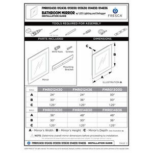 Fresca Angelo 24" Wide x 30" Tall Bathroom Mirror w/ Halo Style LED Lighting and Defogger FMR012430