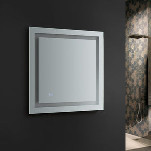 Fresca Santo 30" Wide x 30" Tall Bathroom Mirror w/ LED Lighting and Defogger FMR023030