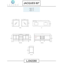Load image into Gallery viewer, Lexora LJ342280DADS000 Jacques 80&quot; White Double Vanity, White Carrara Marble Top, White Square Sinks and no Mirror