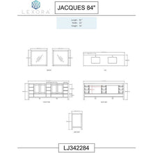 Load image into Gallery viewer, Lexora LJ342284DADS000 Jacques 84&quot; White Double Vanity, White Carrara Marble Top, White Square Sinks and no Mirror