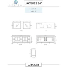 Load image into Gallery viewer, Lexora LJ342284DADSM34 Jacques 84&quot; White Double Vanity, White Carrara Marble Top, White Square Sinks and 34&quot; Mirrors