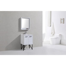 Load image into Gallery viewer, Kubebath KB24GW Bosco 24&quot; Modern Bathroom Vanity w/ Quartz Countertop and Matching Mirror