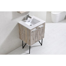 Load image into Gallery viewer, Kubebath KB24NW Bosco 24&quot; Modern Bathroom Vanity w/ Quartz Countertop and Matching Mirror