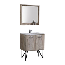Load image into Gallery viewer, Kubebath KB30NW Bosco 30&quot; Modern Bathroom Vanity w/ Quartz Countertop and Matching Mirror