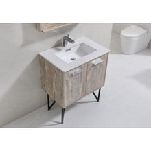 Load image into Gallery viewer, Kubebath KB30NW Bosco 30&quot; Modern Bathroom Vanity w/ Quartz Countertop and Matching Mirror