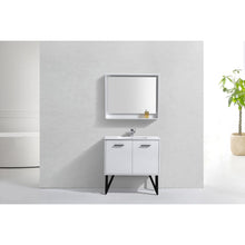 Load image into Gallery viewer, Kubebath KB36GW Bosco 36&quot; Modern Bathroom Vanity w/ Quartz Countertop and Matching Mirror