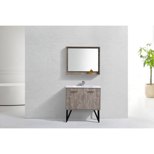 Kubebath KB36NW Bosco 36" Modern Bathroom Vanity w/ Quartz Countertop and Matching Mirror