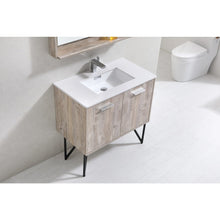 Load image into Gallery viewer, Kubebath KB36NW Bosco 36&quot; Modern Bathroom Vanity w/ Quartz Countertop and Matching Mirror