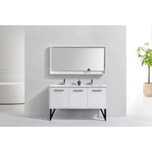 Load image into Gallery viewer, Kubebath KB60DGW Bosco 60&quot; Double Sink Modern Bathroom Vanity w/ Quartz Countertop and Matching Mirror