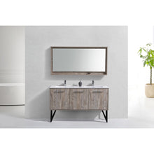 Load image into Gallery viewer, Kubebath KB60DNW Bosco 60&quot; Double Sink Modern Bathroom Vanity w/ Quartz Countertop and Matching Mirror