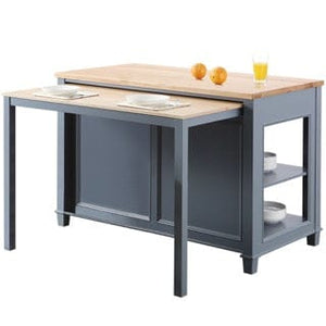 Design Element KD-01-GY Medley 54 In. Kitchen Island With Slide Out Table in Gray