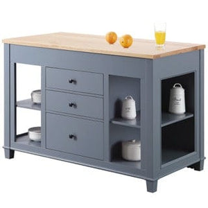 Design Element KD-01-GY Medley 54 In. Kitchen Island With Slide Out Table in Gray