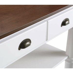 Design Element KD-03-36-W-WD Monterey 36 In. Kitchen Island With Dark Walnut Veneered Wood Countertop in White