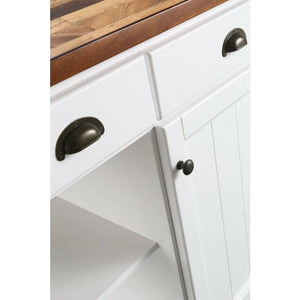 Design Element KD-03-52-W-WD Monterey 52 In. Kitchen Island With Espresso Wood Countertop in White