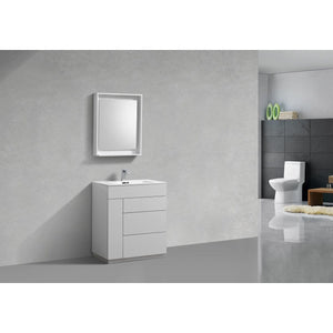Kubebath KFM30-GW Milano 30" High Glossy Modern Bathroom Vanity
