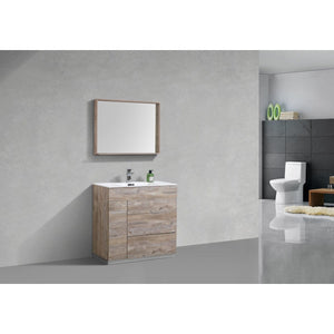 Kubebath KFM36-NW Milano 36" Nature Wood Modern Bathroom Vanity