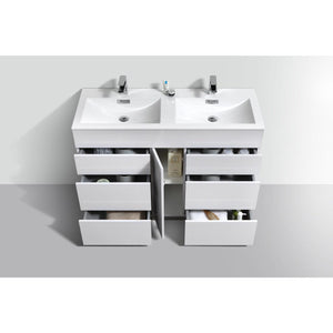 Kubebath KFM48D-GW Milano 48" Double Sink High Glossy White  Modern Bathroom Vanity