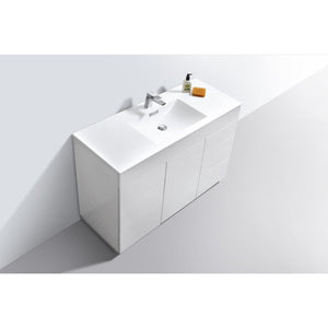 Kubebath KFM48S-GW Milano 48" Single Sink High Glossy White  Modern Bathroom Vanity