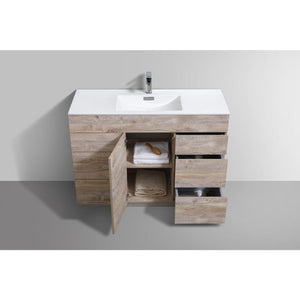 Kubebath KFM48S-NW Milano 48" Single Sink Nature Wood Modern Bathroom Vanity