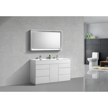 Load image into Gallery viewer, Kubebath KFM60D-GW Milano 60&quot; Double Sink High Glossy White  Modern Bathroom Vanity