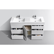 Load image into Gallery viewer, Kubebath KFM60D-GW Milano 60&quot; Double Sink High Glossy White  Modern Bathroom Vanity