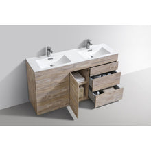 Load image into Gallery viewer, Kubebath KFM60D-NW Milano 60&quot; Double Sink Nature Wood Modern Bathroom Vanity