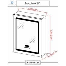 Load image into Gallery viewer, Lexora LB2432LEDMC Bracciano 24&quot; Wide x 32&quot; Tall LED Medicine Cabinet w/ Defogger
