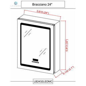 Lexora LB2432LEDMC Bracciano 24" Wide x 32" Tall LED Medicine Cabinet w/ Defogger