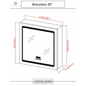 Lexora LB3036LEDMC Bracciano 30" Wide x 36" Tall LED Medicine Cabinet w/ Defogger